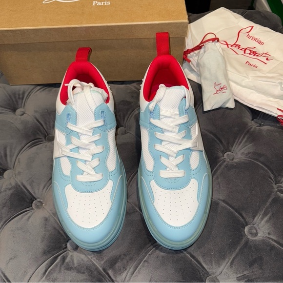 Size 43 Christian Louboutin Astroloubi Spiked Leather and Mesh Sneakers - Picture 4 of 12